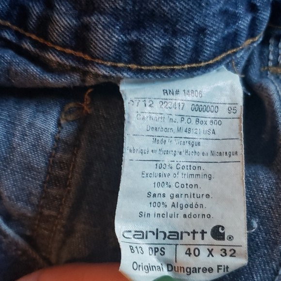 Carhartt Orginal Dungaree Fit Jeans40x32 Streetwear Workwear - Picture 9 of 9